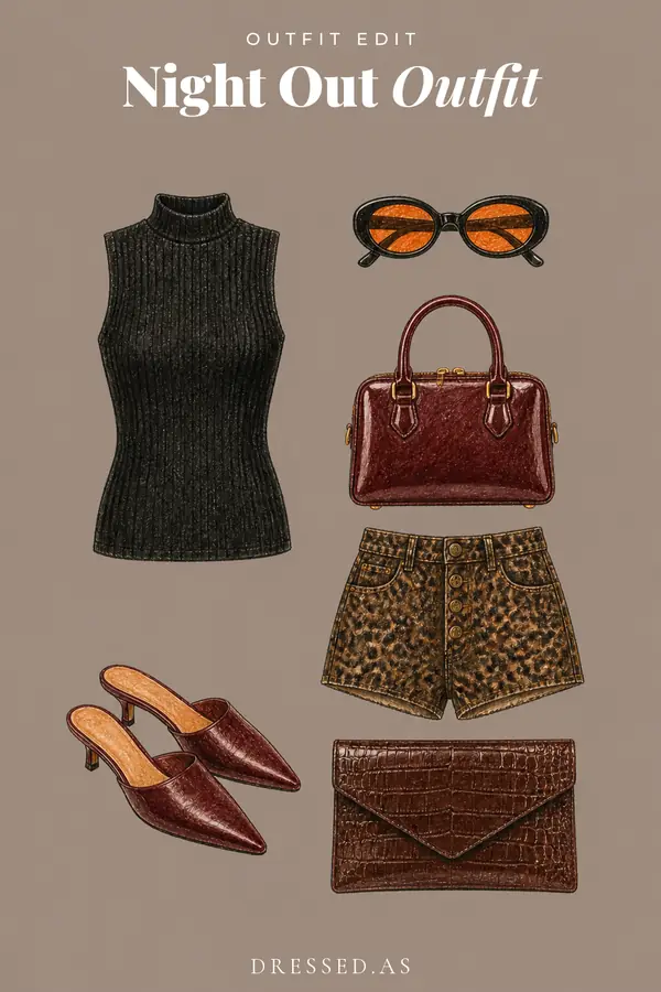 Black Tank + Leopard Shorts outfit collage