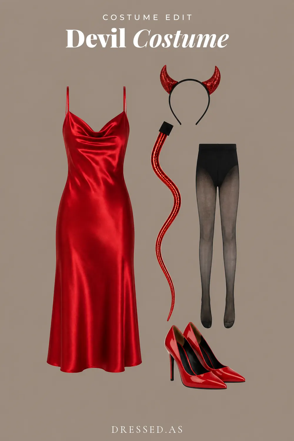 Devil Costume: illustrated outfit collage