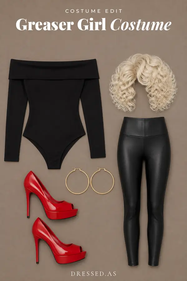 Greaser Girl Costume outfit collage