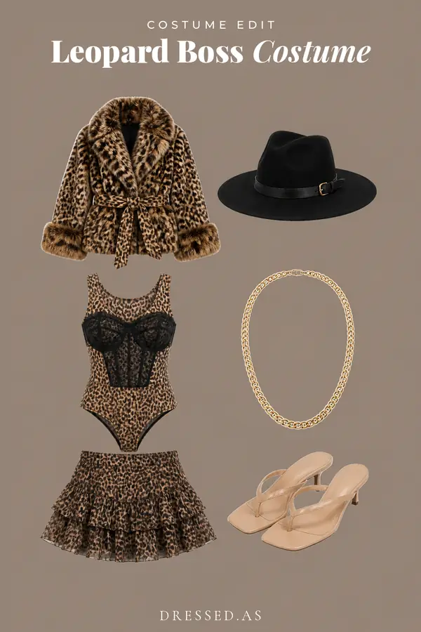 Leopard Boss Costume outfit collage