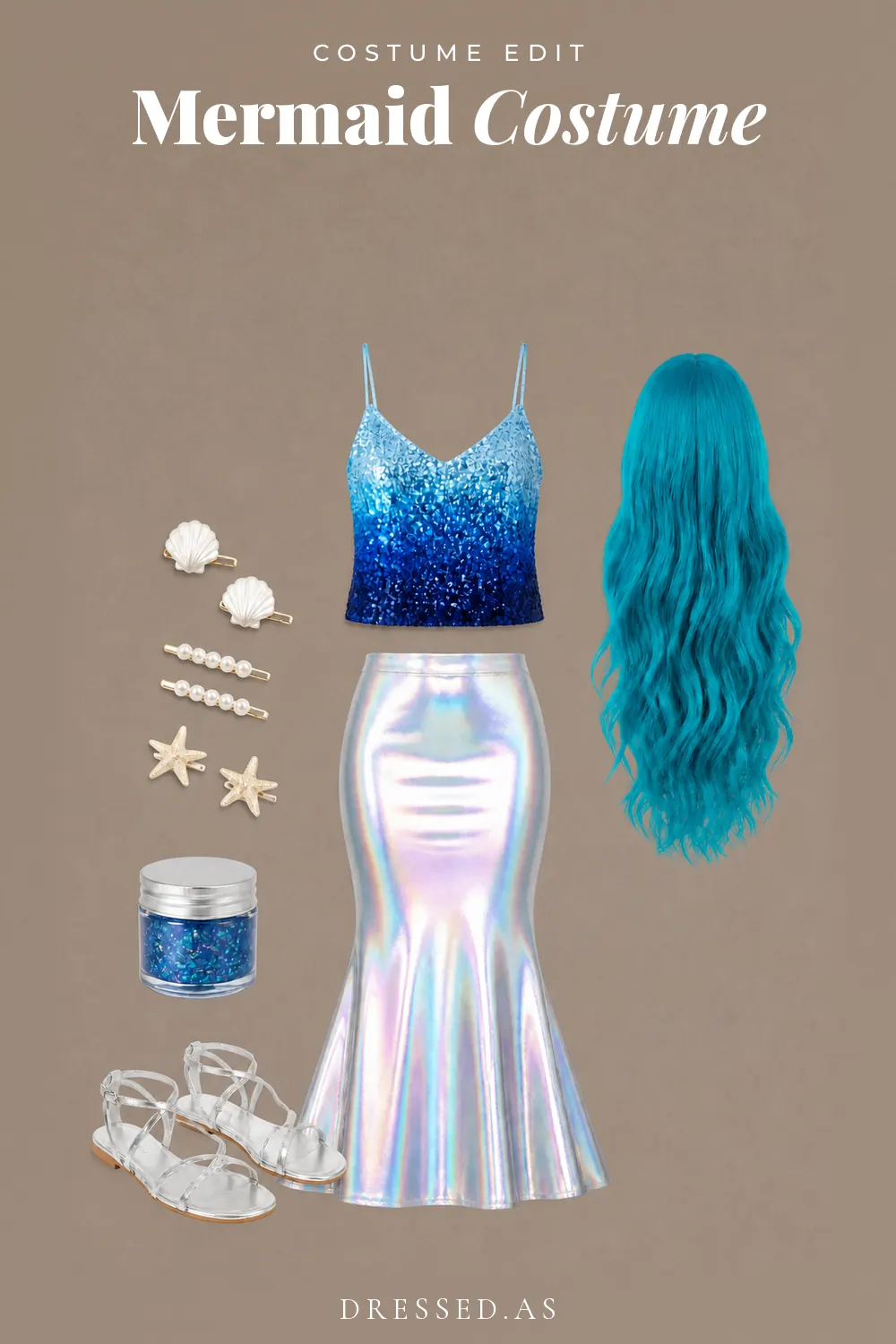 Mermaid Costume: illustrated outfit collage