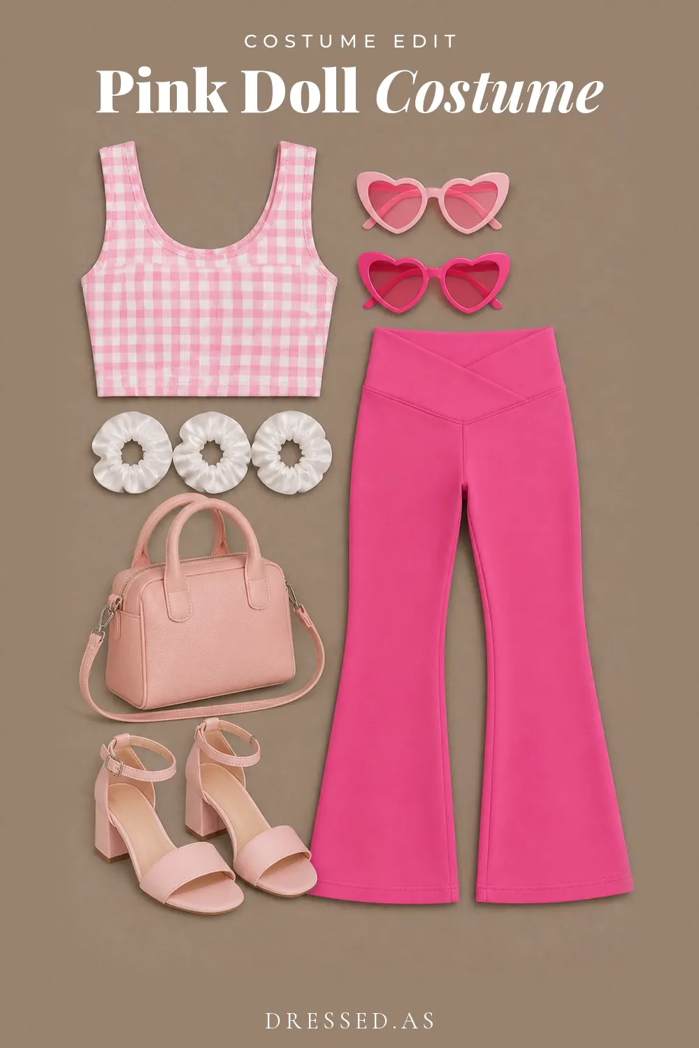 Pink Doll Costume: illustrated outfit collage